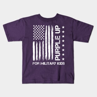 Purple Up For Military Kids USA Flag - Military Child Month Kids T-Shirt